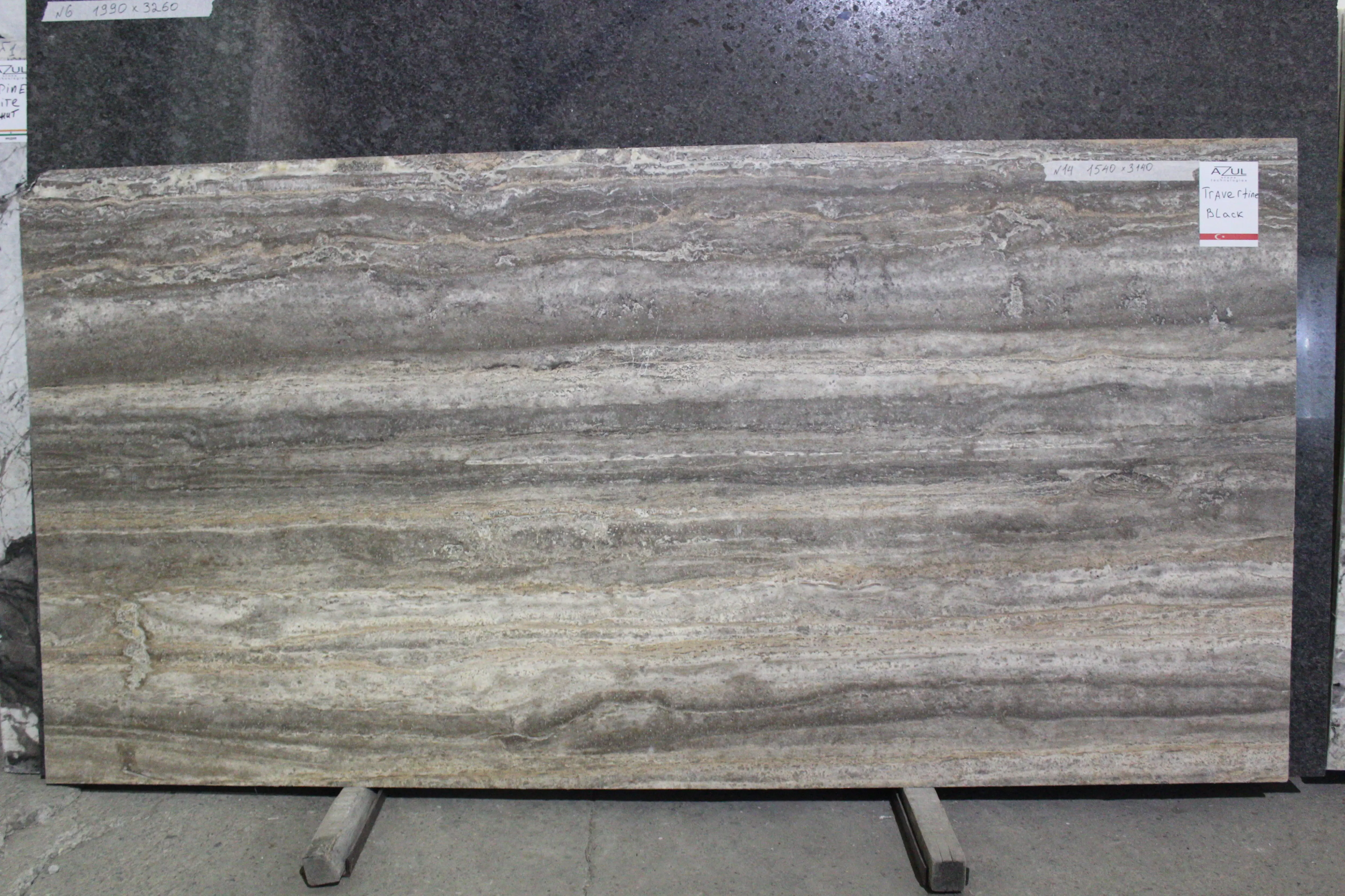 Травертин Блэк (Travertino Black) №14 1540х3140х20