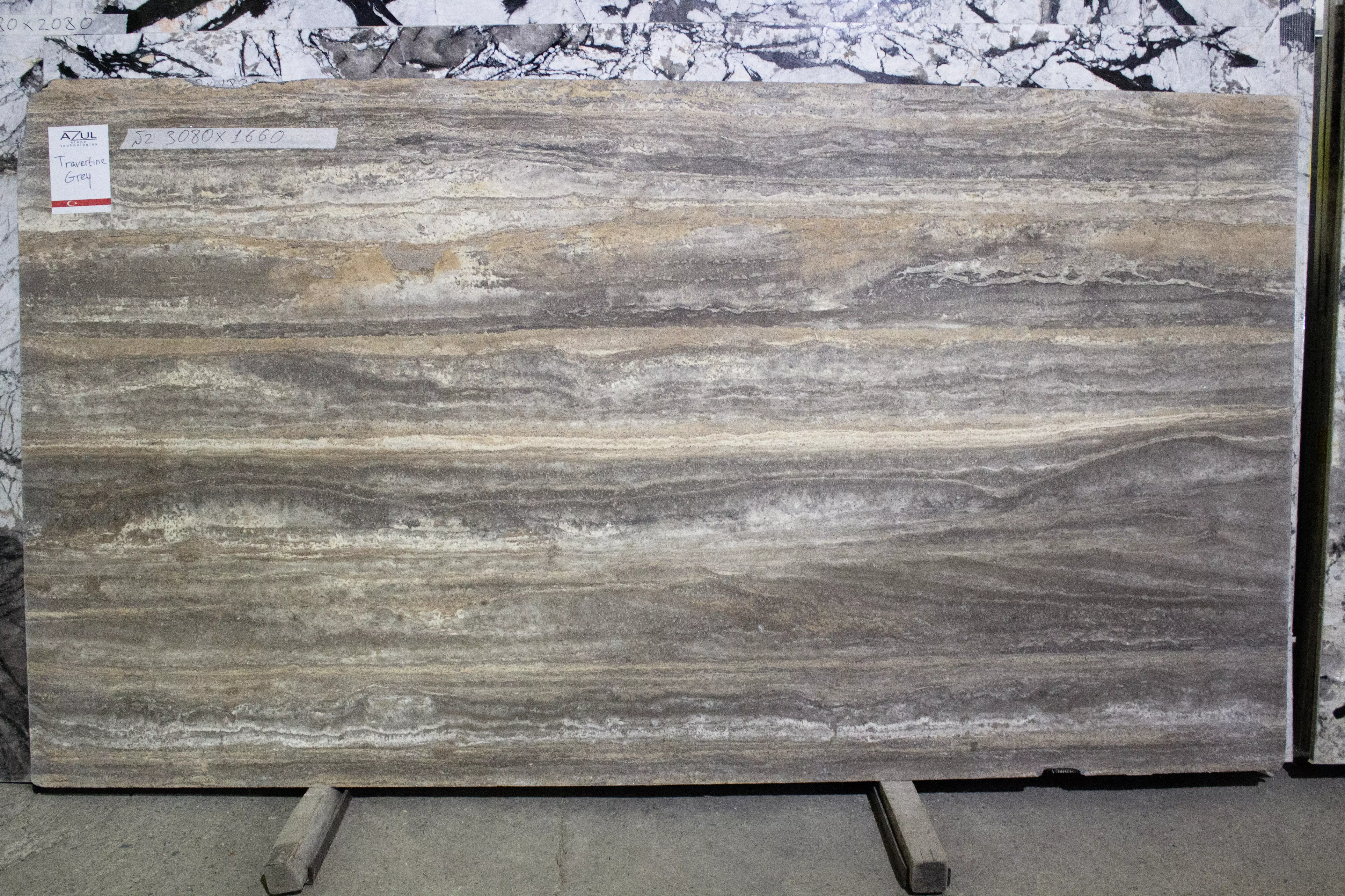 Травертин Грей (Travertino Grey) №2 3080х1660х18