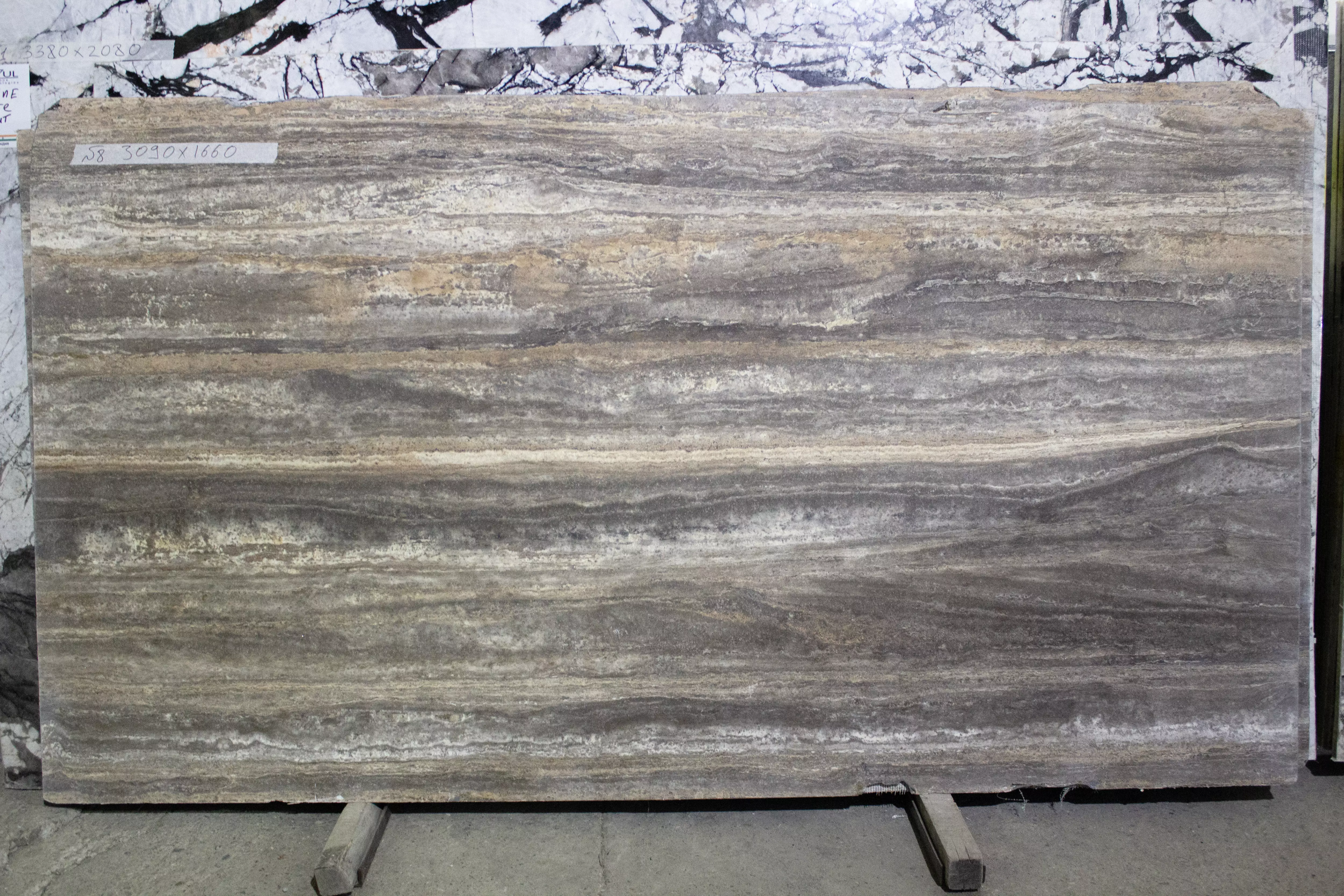 Травертин Грей (Travertino Grey) №8 3090х1660х18