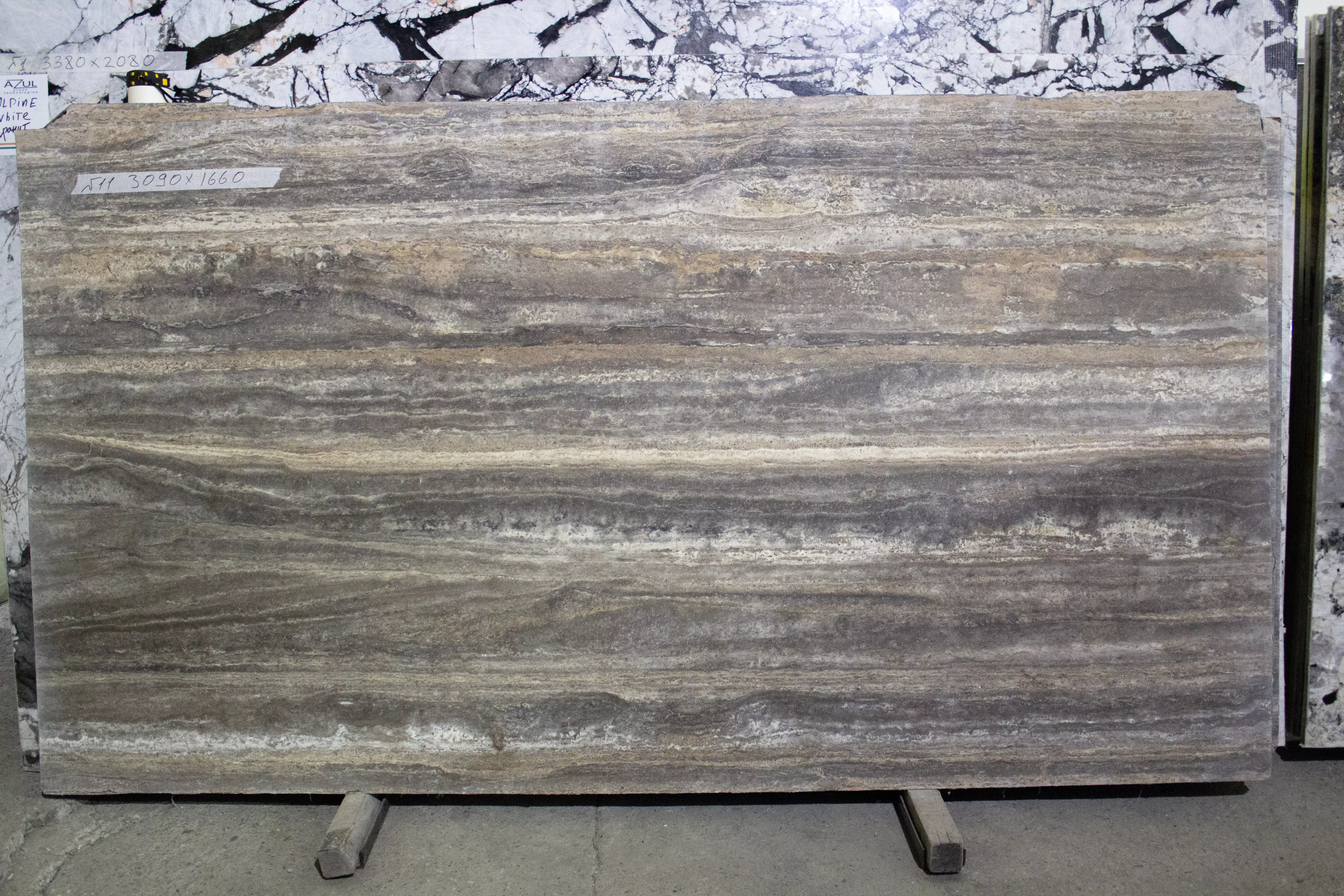 Травертин Грей (Travertino Grey) №11 3090х1660х18