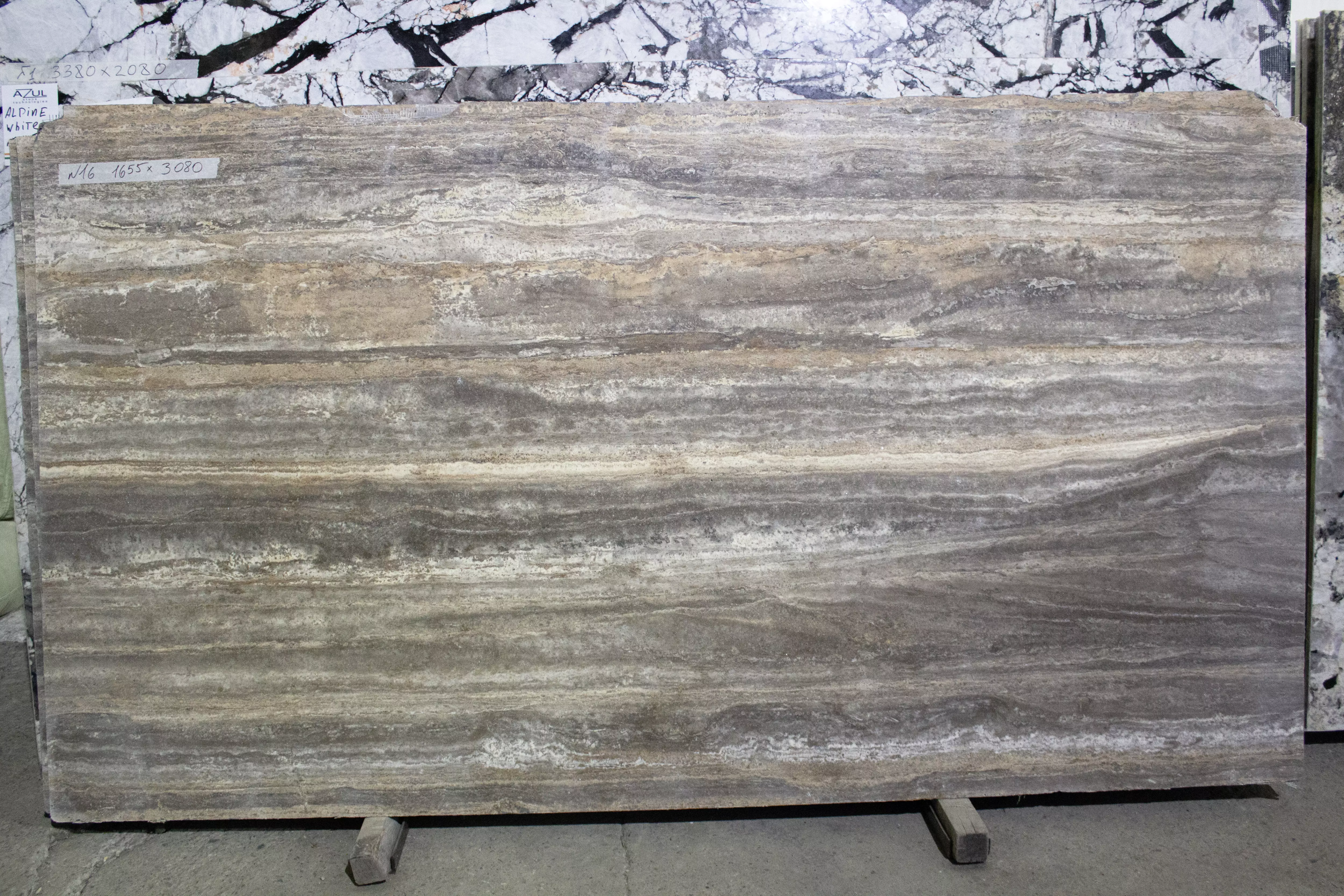 Травертин Грей (Travertino Grey) №16 1655х3080х18