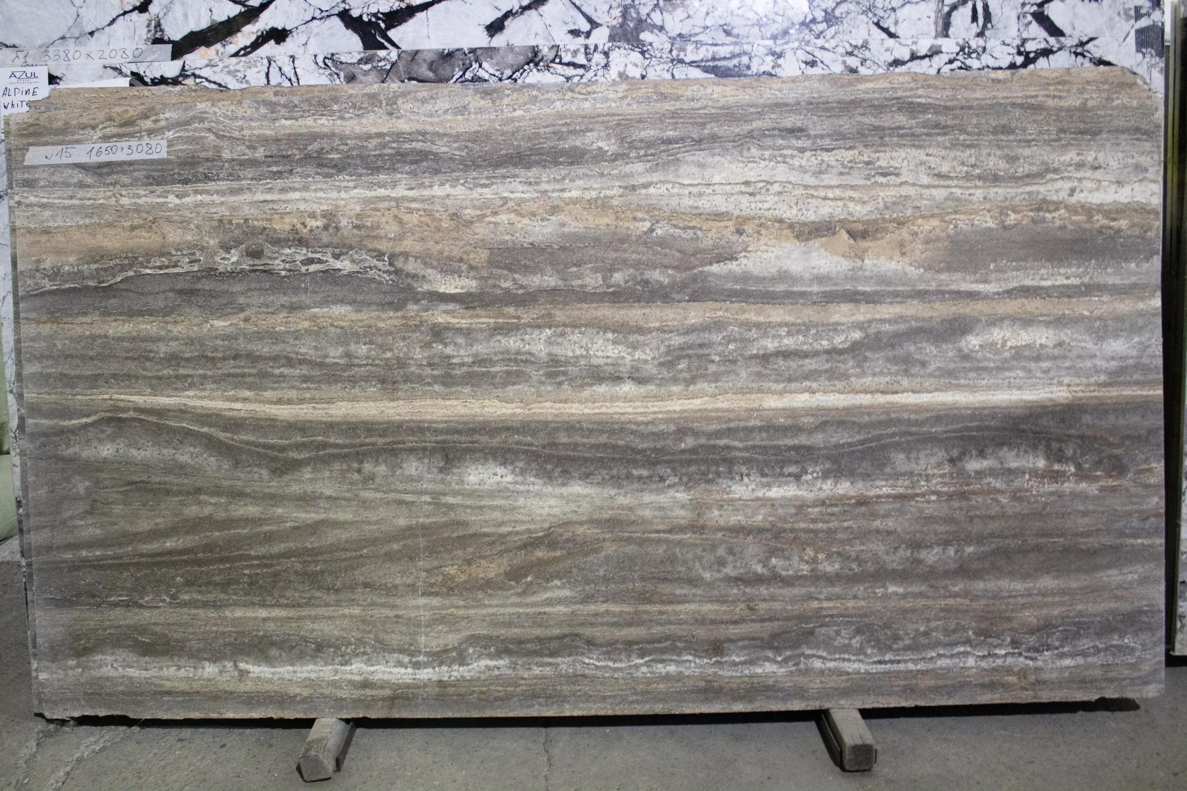 Травертин Грей (Travertino Grey) №15 1650х3080х18