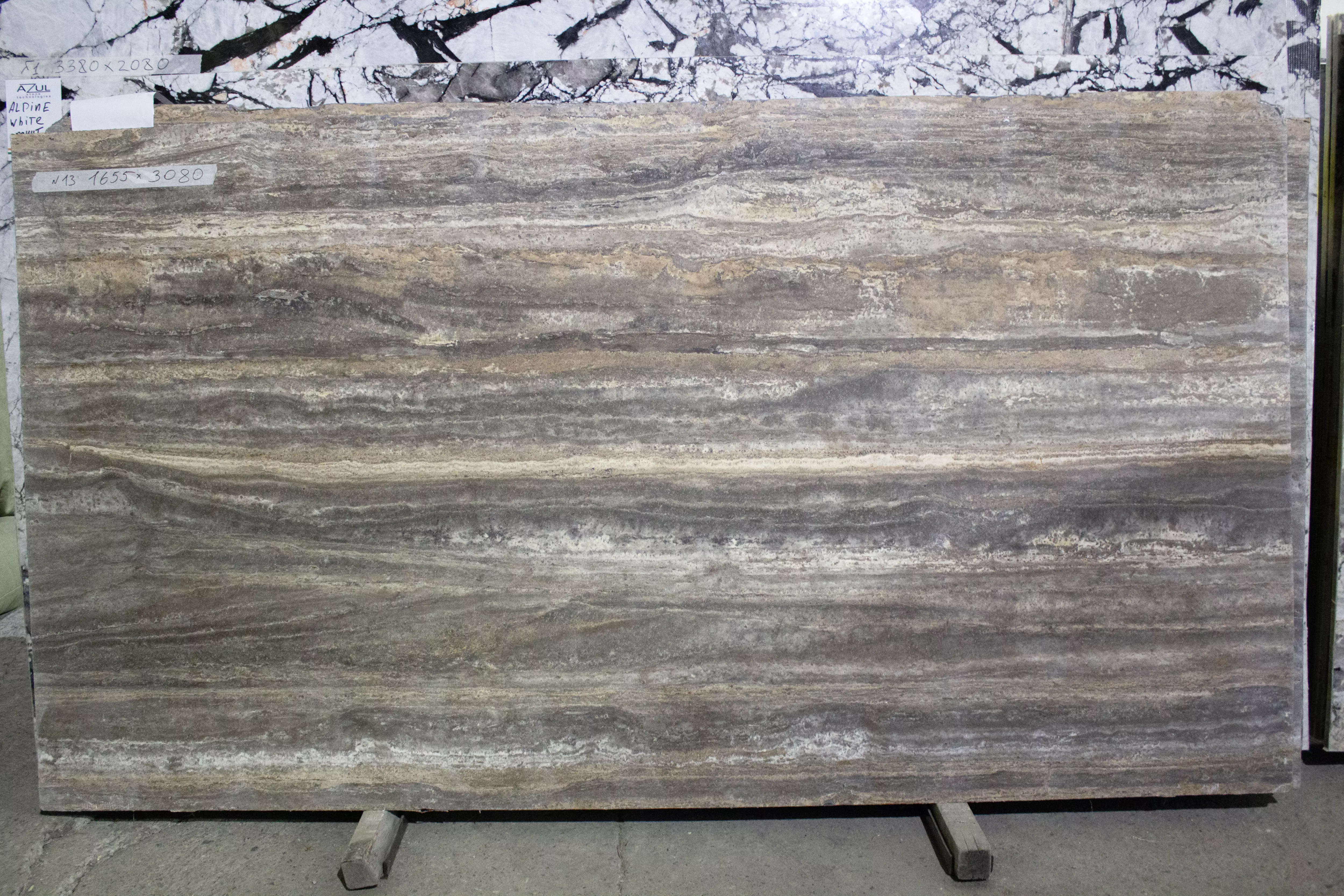 Травертин Грей (Travertino Grey) №13 1655х3080х18